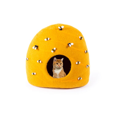 Honey bee felt cat cave bed
